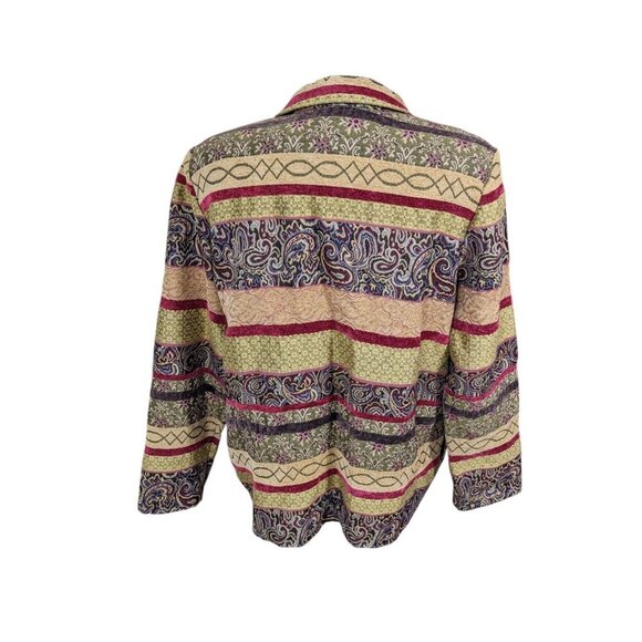 Vintage Alfred Dunner Womens Blazer Jacket Shacket Size 16 Gold Tapestry Boho - Picture 4 of 6